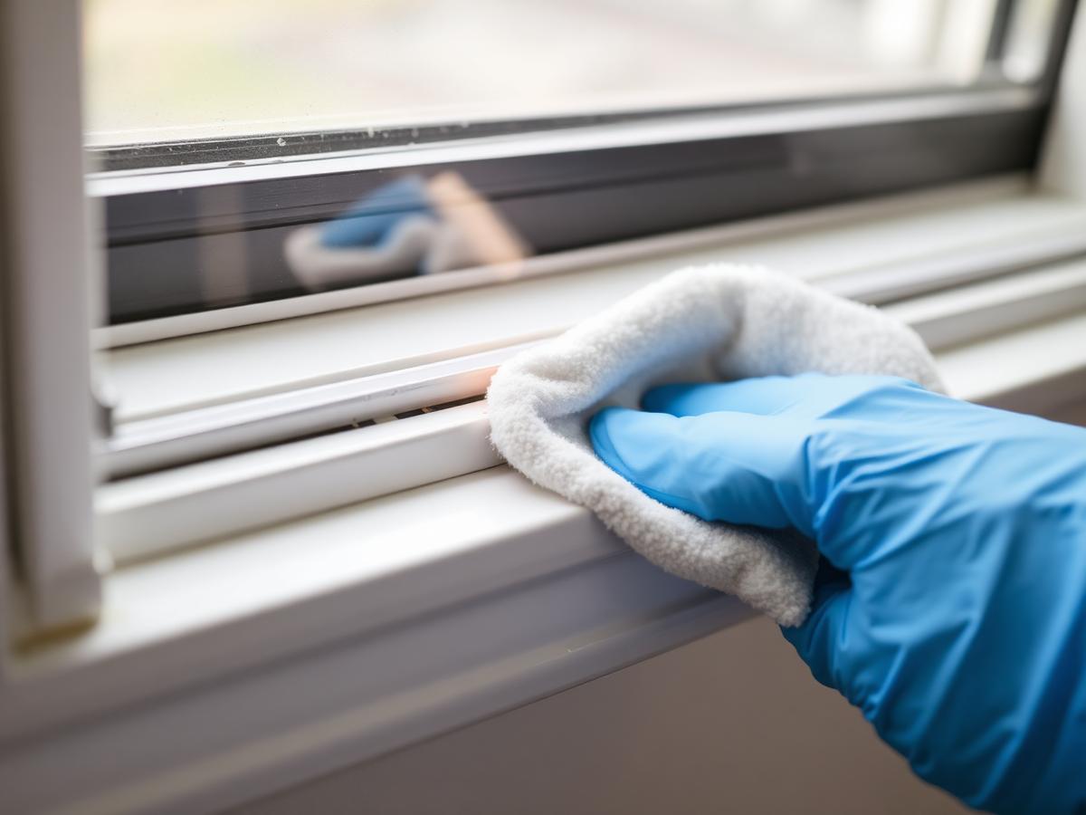 Detailed sill and track cleaning